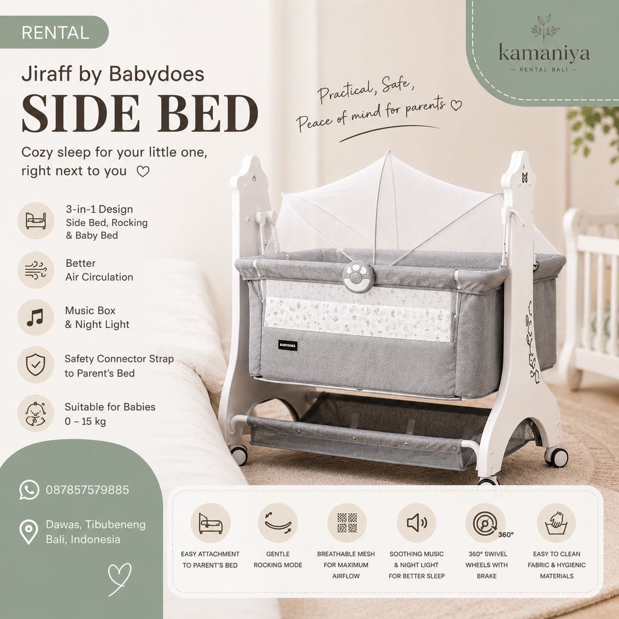 Jiraff by Babydoes SIDE BED